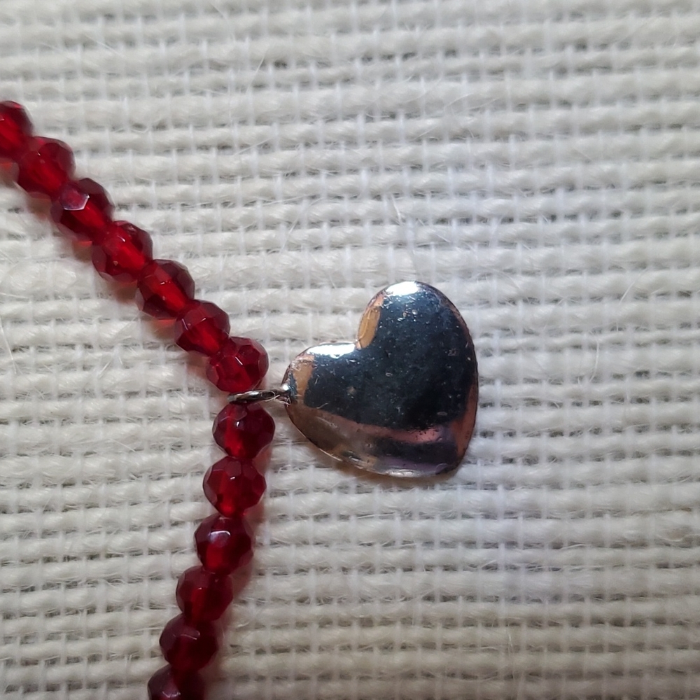 Red crystal necklace with sterling silver heart❤️